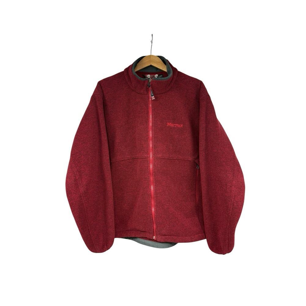 Marmot Red Burgundy Full Zip Heavy Weight Fleece Jacket Men’s Large